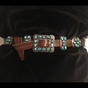 Authentic STAMPED, STERLING DJM, turquoise belt